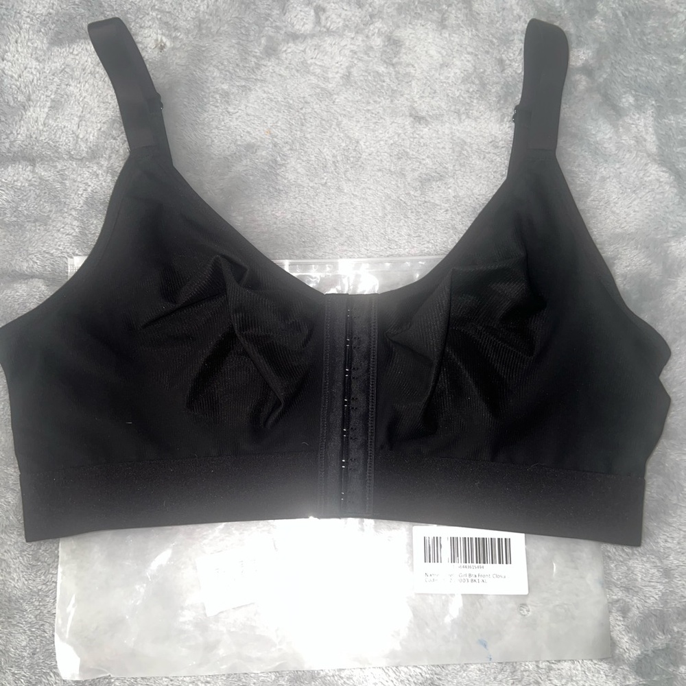 FeelinGirl Black Wireless  Padless Bra with Front Closure - Size XL